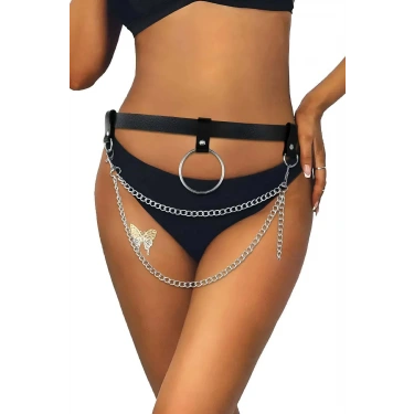 Zincirli Şık Deri Bel Harness - Brf923