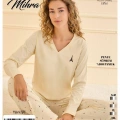 90759 Kadın V Yaka Uzun Kol Pijama Takımı