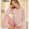 90780 Kadın Yarı Patlı Uzun Kol Pijama Takımı
