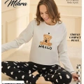 90781 Kadın Ayıcıklı Uzun Kol Pijama Takımı