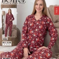 Boyraz 0350 Kadın Süet Patlı Uzun Kol Pijama Takımı