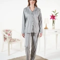 Estiva 25360 Gömlek Yaka Çizgili Kadife Pijama Takımı