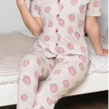 Freshness 100 Çilek Desenli Patlı Kısa Kol Pijama Takımı