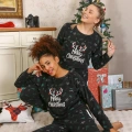 Moda Merry Christmas  Polar Kadın Pijama Takımı Siyah