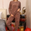 Moda Polar Kadın Pijama Takımı Sütlü Kahve