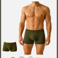 Pamuklu Düz Haki Renk Erkek Boxer