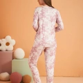 Pjs 28017 Kadın Uzun Kol Önü Düğmeli Pijama Takım