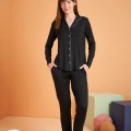 Pjs 28049 Kadın Uzun Kol Önü Düğmeli Pijama Takım