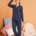 Pjs 28090 Kadın Gömlek Yaka Patlı Pijama Takımı