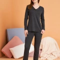 Pjs 28091 Kadın Uzun Kol V Yaka Pijama Takımı