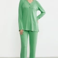 Sementa 76438 Yarım Düğmeli Cep Detaylı Pijama Takım