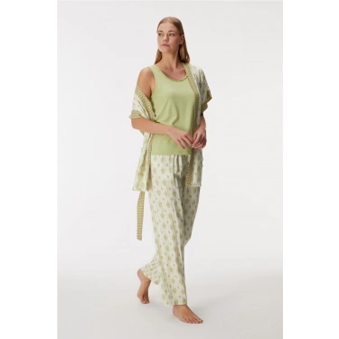 Anıl 11421 Kadın Sabahlık, Atlet Ve Pantolon Takım