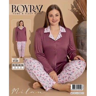 Boyraz 0143 Kadın Milan Battal Uzun Kol Pijama Takımı