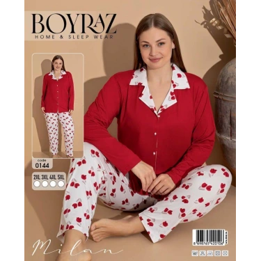 Boyraz 0144 Kadın Milan Battal Uzun Kol Pijama Takımı