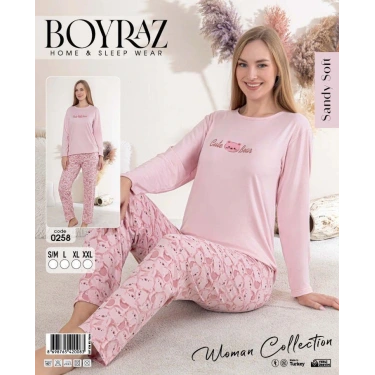 Boyraz 0258 Kadın Sandy Soft Uzun Kol Pijama Takımı