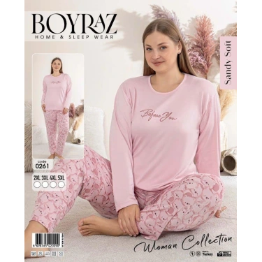 Boyraz 0261 Kadın Sandy Battal Uzun Kol Pijama Takımı