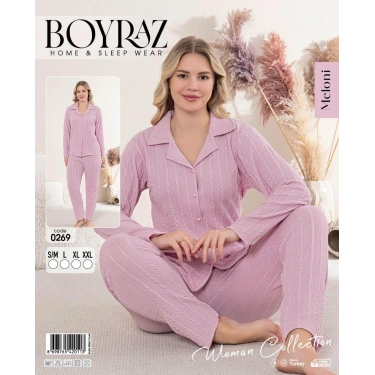 Boyraz 0269 Kadın Patlı Uzun Kol Pijama Takımı