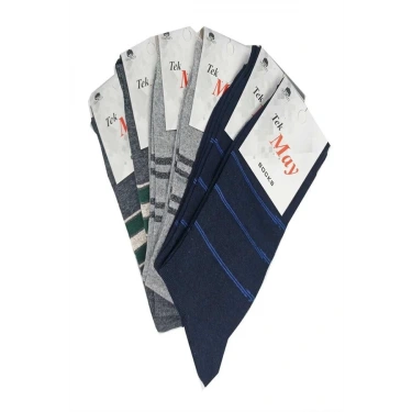 Çizgili Erkek  Çorabı Tek- May Komet 6 Lı