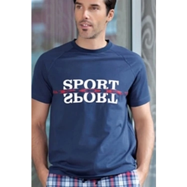 Erkek  Ekoseli Kısa Kollu Pijama Takımı 21396