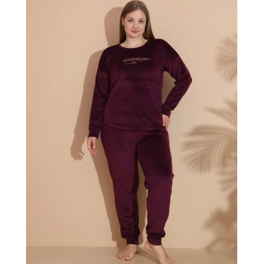 Estiva 25393 Uzun Kol Battal Kadife Pijama Takımı