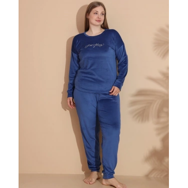 Estiva 25394 Uzun Kol Battal Kadife Pijama Takımı