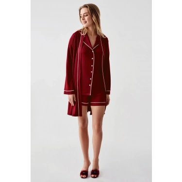 Freshness 324 Kadın 4lü Sabahlıklı Şorlu Pijama Takımı