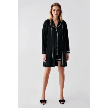 Freshness 324 Kadın 4lü Sabahlıklı Şorlu Pijama Takımı