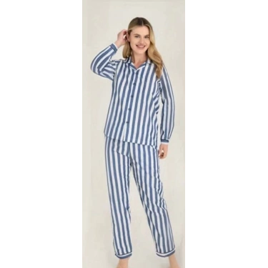 Freshness 4007 Kadın Uzun Kol Çizgili Gaffuriye Pijama Takımı