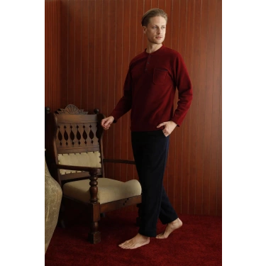 Kocabey 7306 Midi Yaka Polar Uzun Kol Pijama Takım