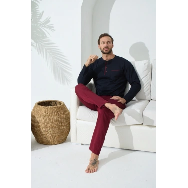 Kocabey 9221 Erkek Midi Yaka Pijama Takım