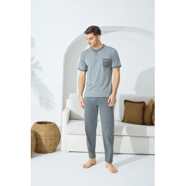 Kocabey 9501 Erkek Midi Yaka Kısa Kol Pijama Takım