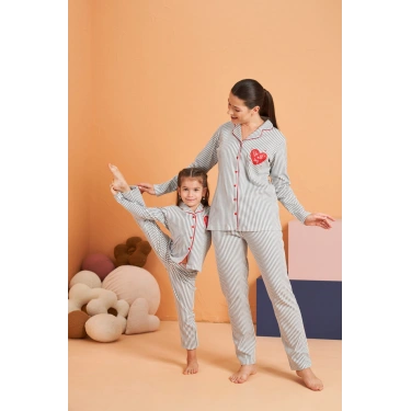 Pjs 28064 Kadın Düğmeli Pijama Takım