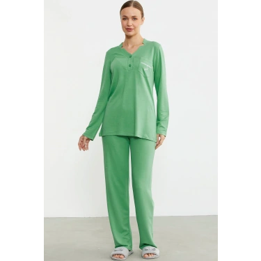 Sementa 76438 Yarım Düğmeli Cep Detaylı Pijama Takım