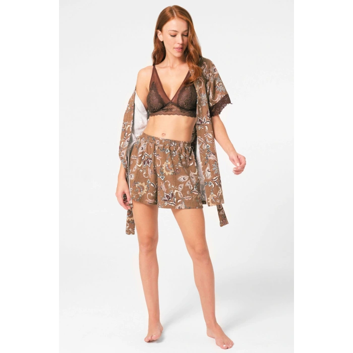 Anıl 5799 Bayan Sabahlık, Bralet Ve Şort Takım