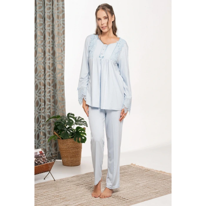 Bone 6109 Dantel Detaylı Sabahlıklı Lohusa Pijama Takımı
