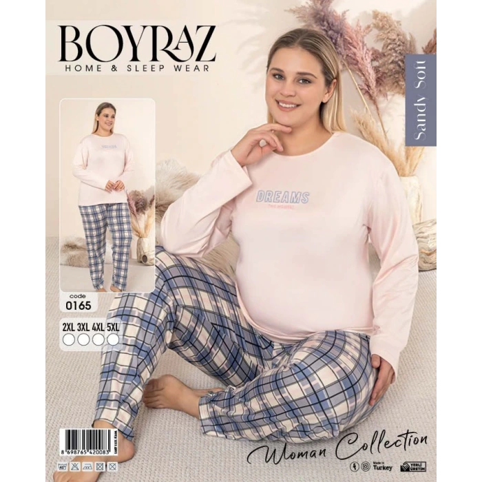 Boyraz 0165 Kadın Sandy Battal Uzun Kol Pijama Takımı
