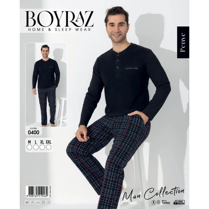 Boyraz 0400 Erkek Uzun Kol Pijama Takımı
