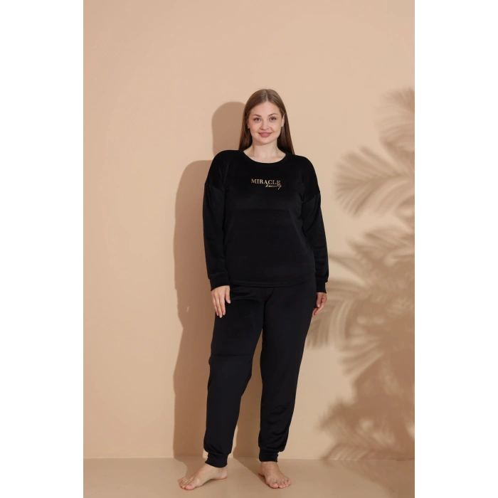 Estiva 25394 Uzun Kol Battal Kadife Pijama Takımı