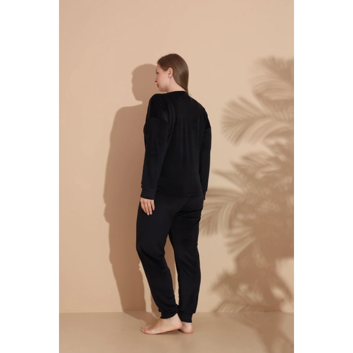 Estiva 25394 Uzun Kol Battal Kadife Pijama Takımı