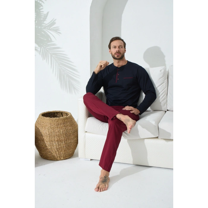 Kocabey 9221 Erkek Midi Yaka Pijama Takım