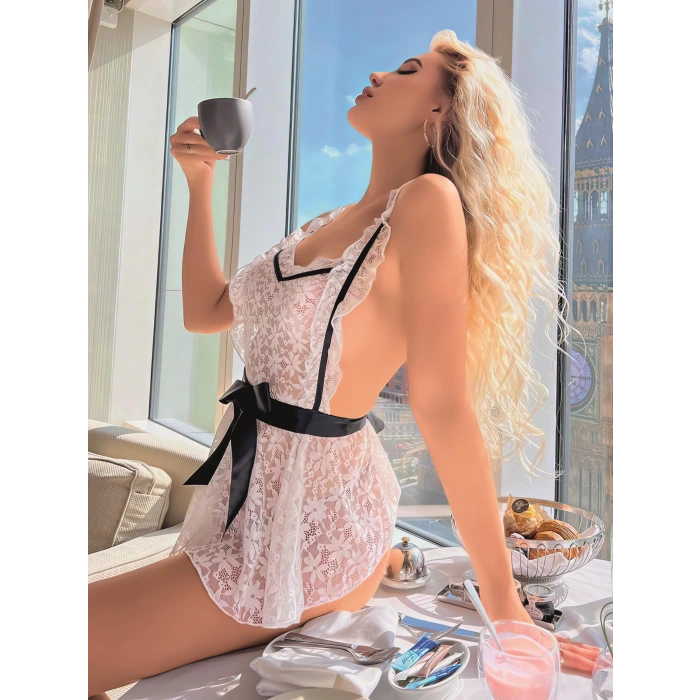 Moda Kadın Dantelli Fantazi Gecelik Takım