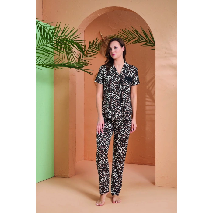 Pjs 27063 Kısa Kol Gömlek Yaka Patlı Pijama Takımı