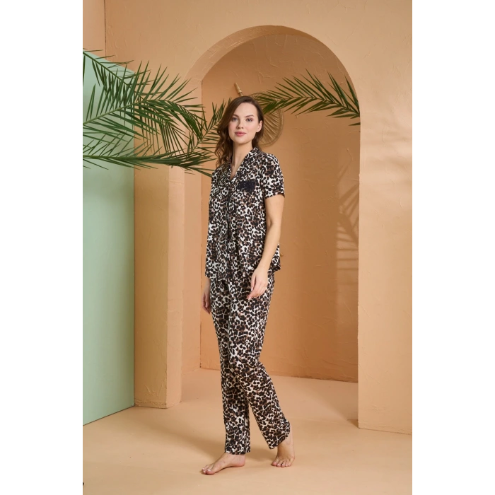 Pjs 27063 Kısa Kol Gömlek Yaka Patlı Pijama Takımı