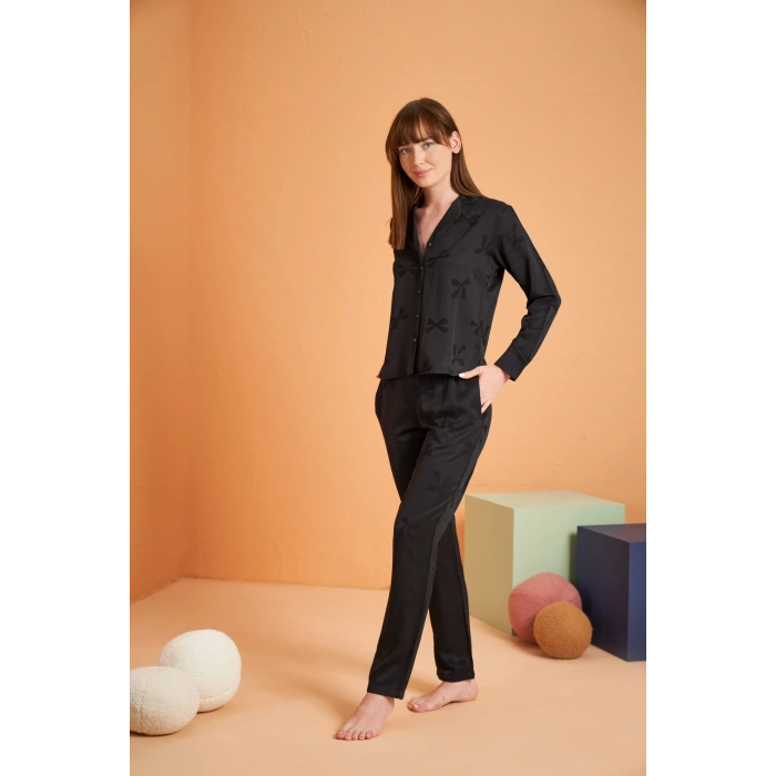 Pjs 28042 Kadın Uzun Kol Boydan Düğmeli Pijama Takımı
