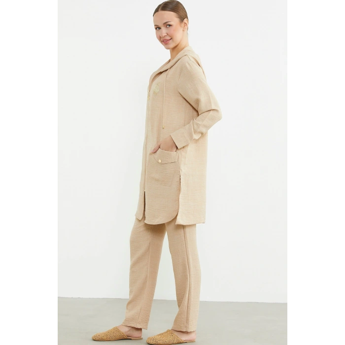 Sementa 76473 Büyük Beden Keten Görünümlü Üçlü Takım