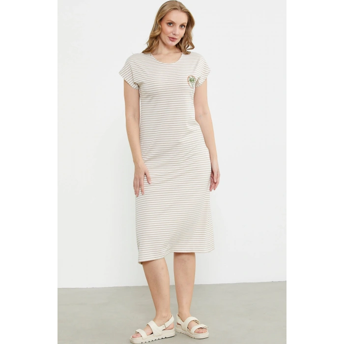 Sementa 77489 Nakış Detaylı Marine Penye Elbise