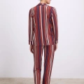 %100 Modal Uzun Kollu Düğmeli Çizgili Pijama Takımı