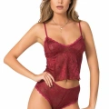 Bordo Jakarlı Babydoll Şort Takımı