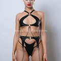 Deri Fantezi İç Giyim Takım, Şık Deri Harness Set, Club Wear - Apft1330
