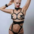 Deri Harness Takım, Fantezi Deri İç Giyim, Bayan İç Giyim - Brf1134